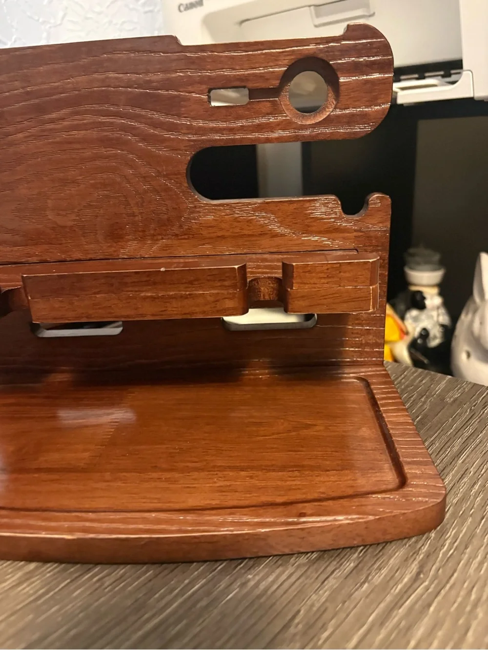 Wooden organizer and valet station.